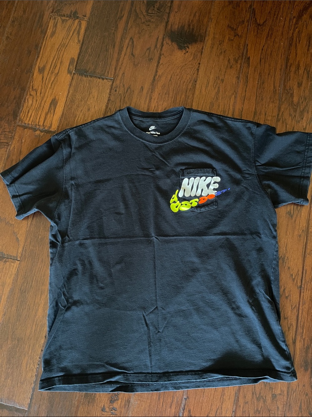 Nike Black Tee with Neon Multicolor Logo